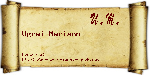 Ugrai Mariann névjegykártya